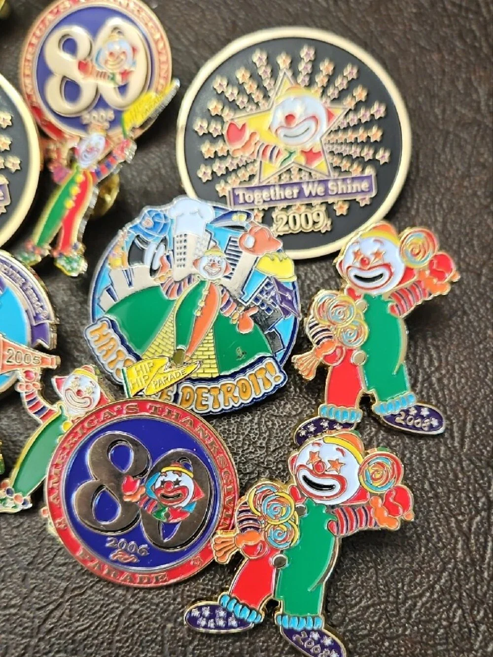 13 Multicolor Clown Vintage Pin Collection America's thanksgiving parade Detroit